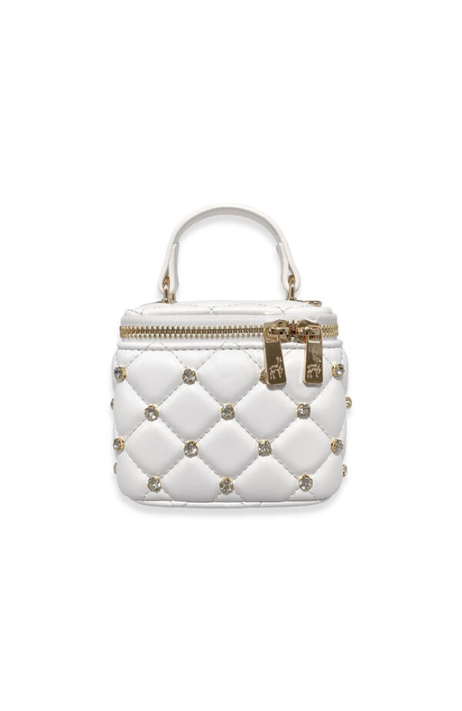 Embellished Vanity Quilted Purse in White