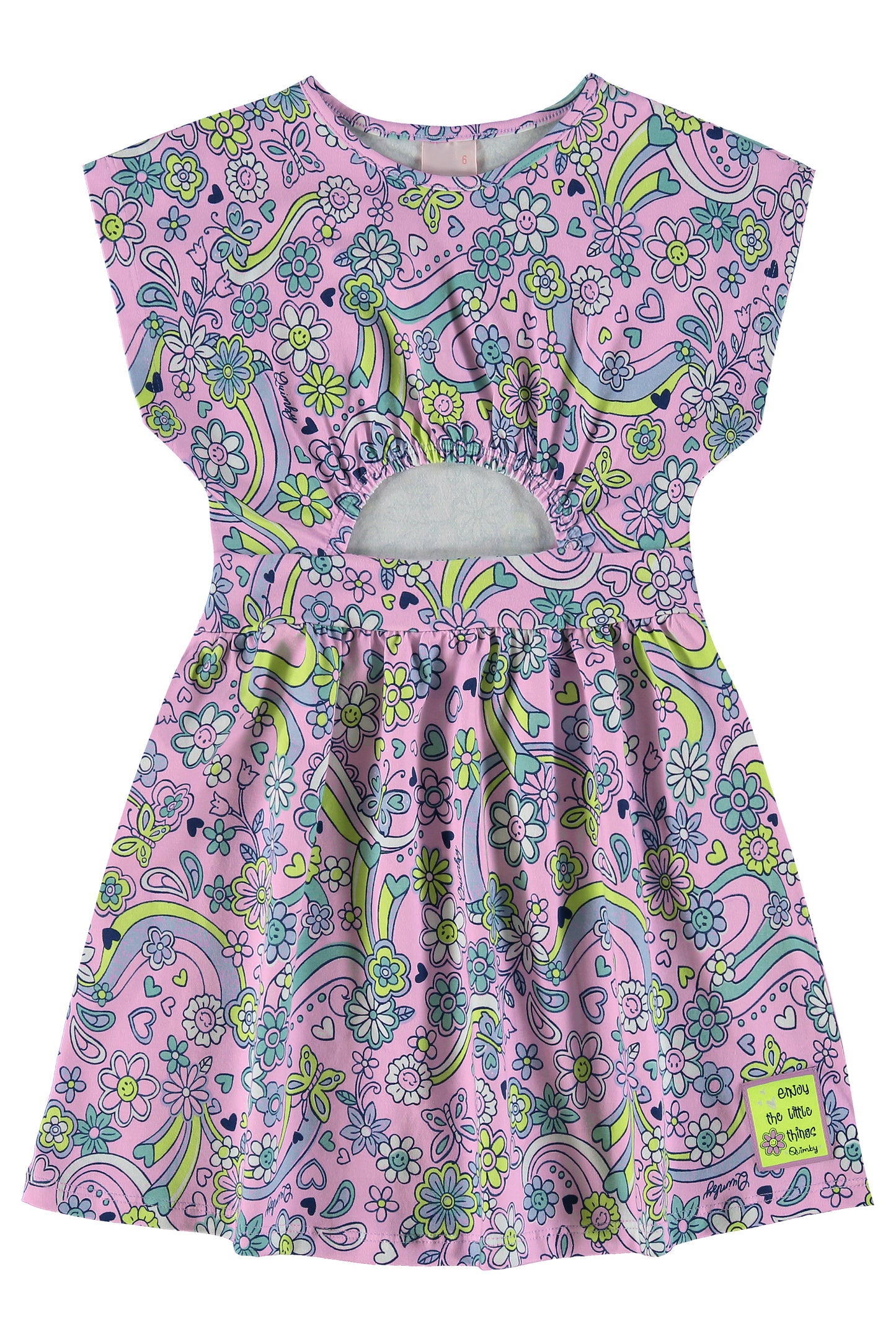 Purple Floral Cut-Out Dress