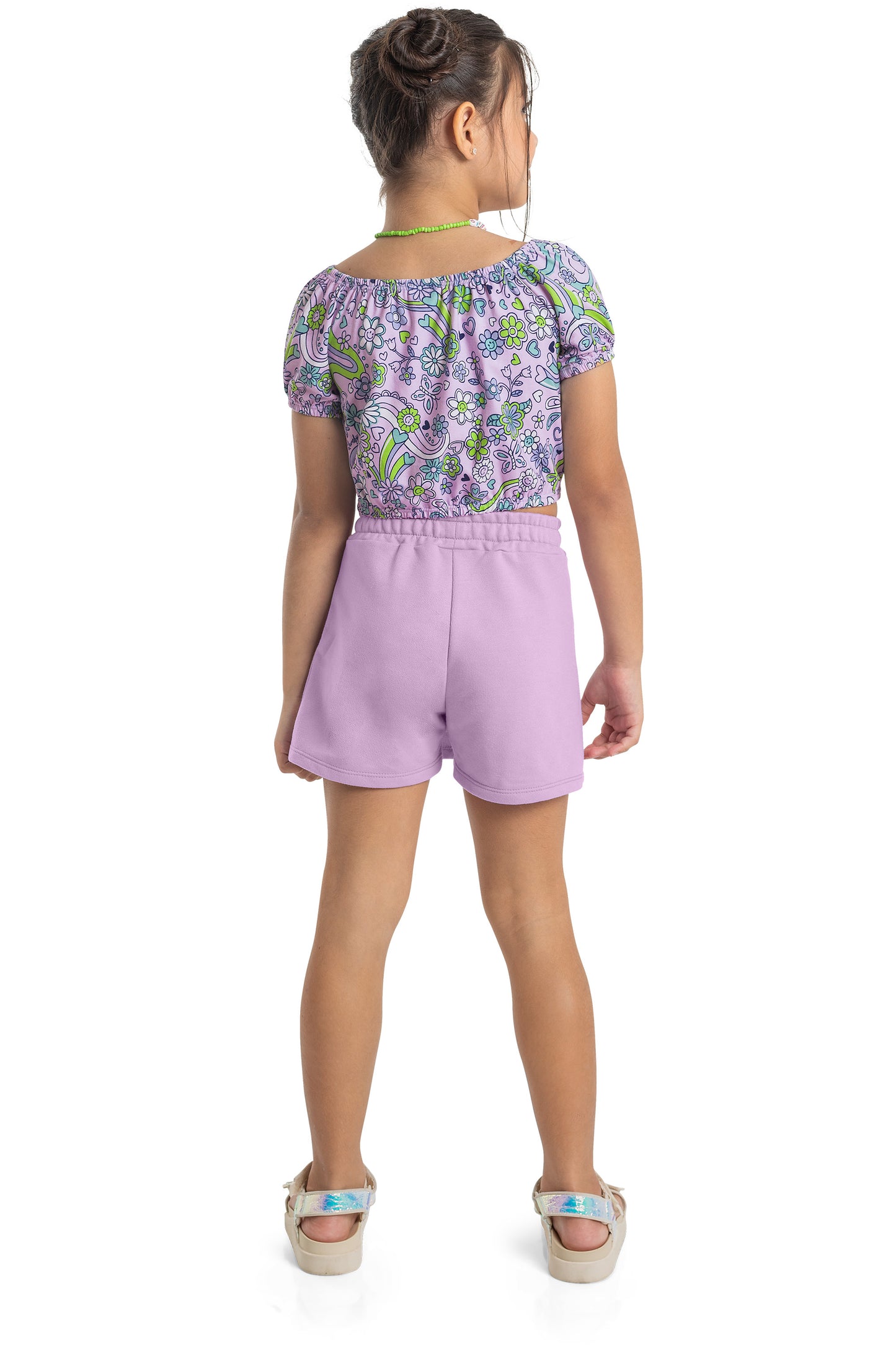 Purple Floral Crop & Sweat Skort