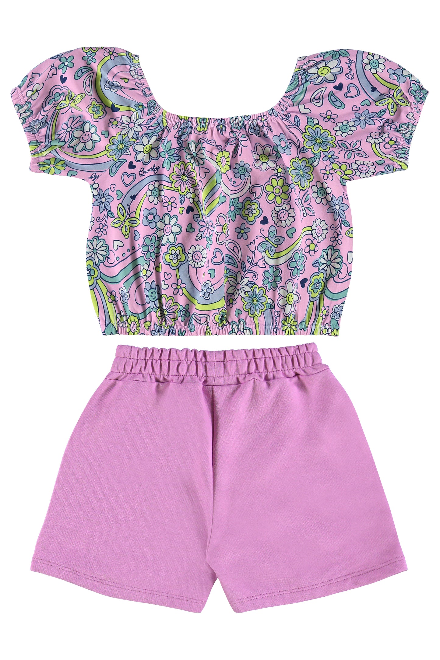 Purple Floral Crop & Sweat Skort