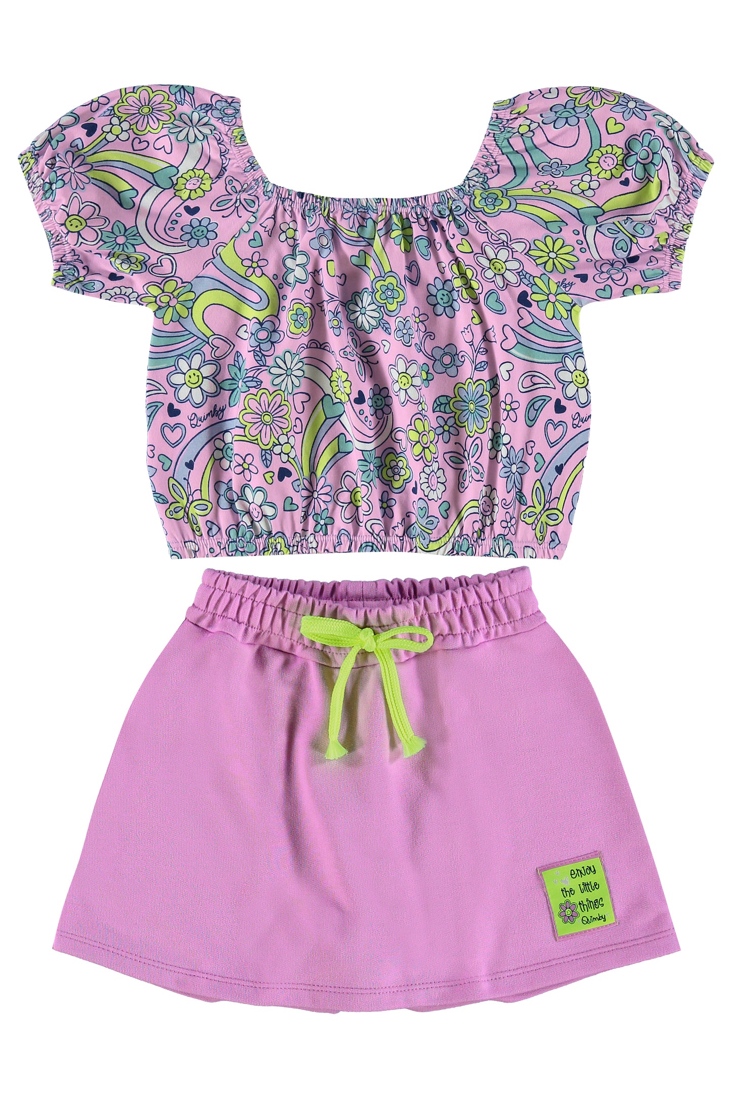 Purple Floral Crop & Sweat Skort