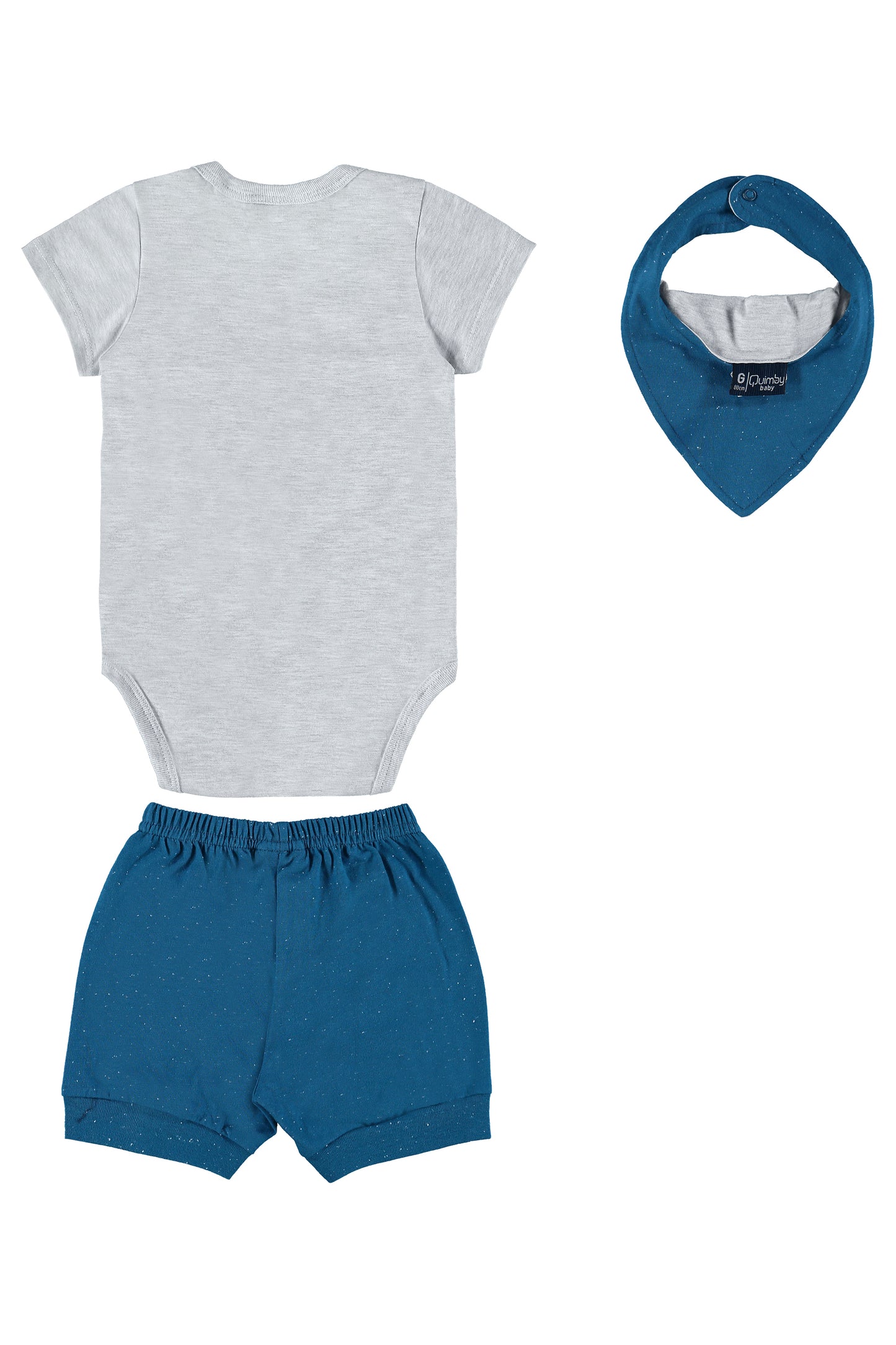 Chomp! Blue Print Bodysuit with Shorts & Bib
