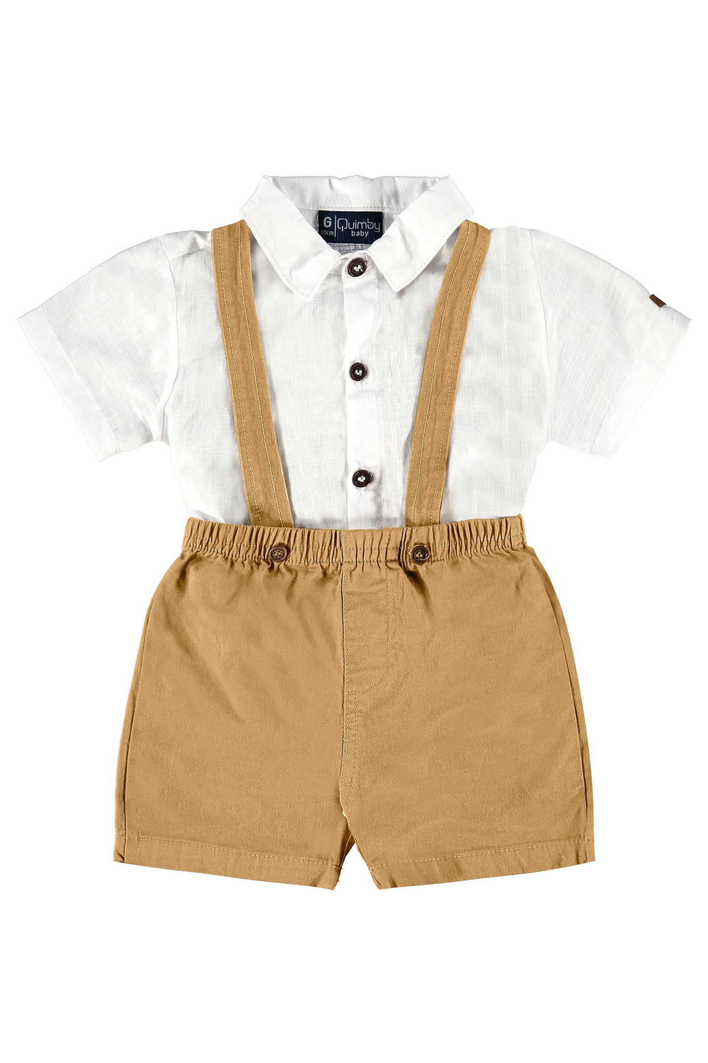 Woven Bodysuit & Twill Shorts with Suspenders