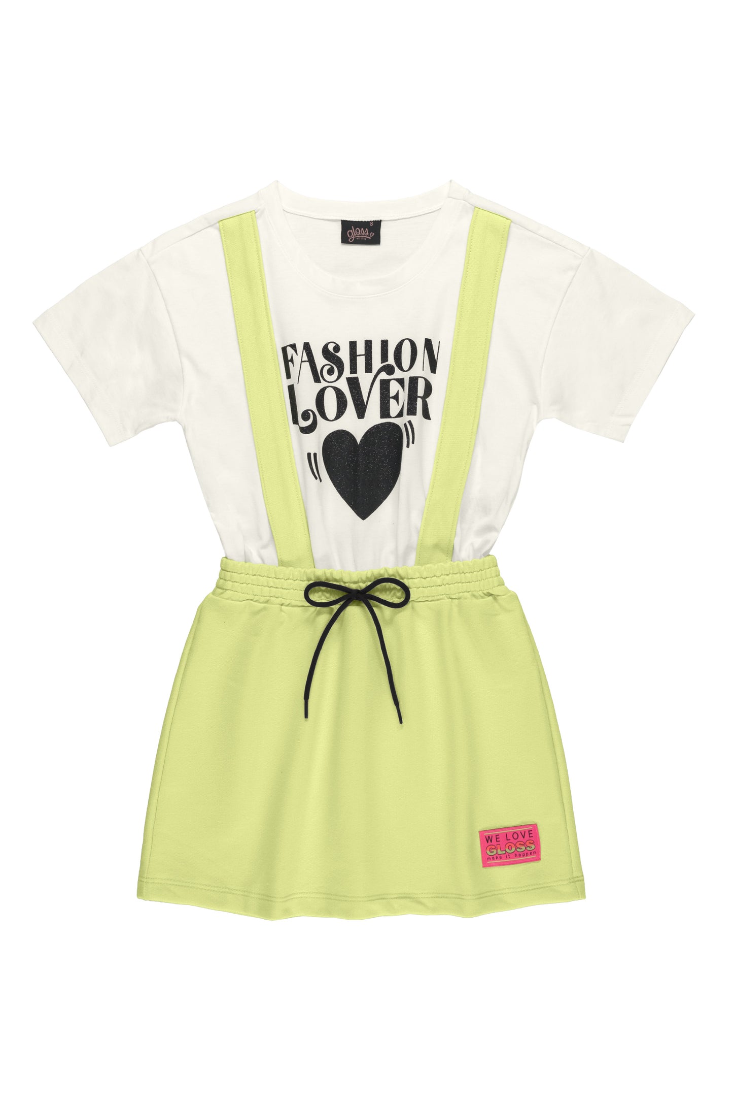 Sweat Shirt Skirt with Attached Tee & Suspenders