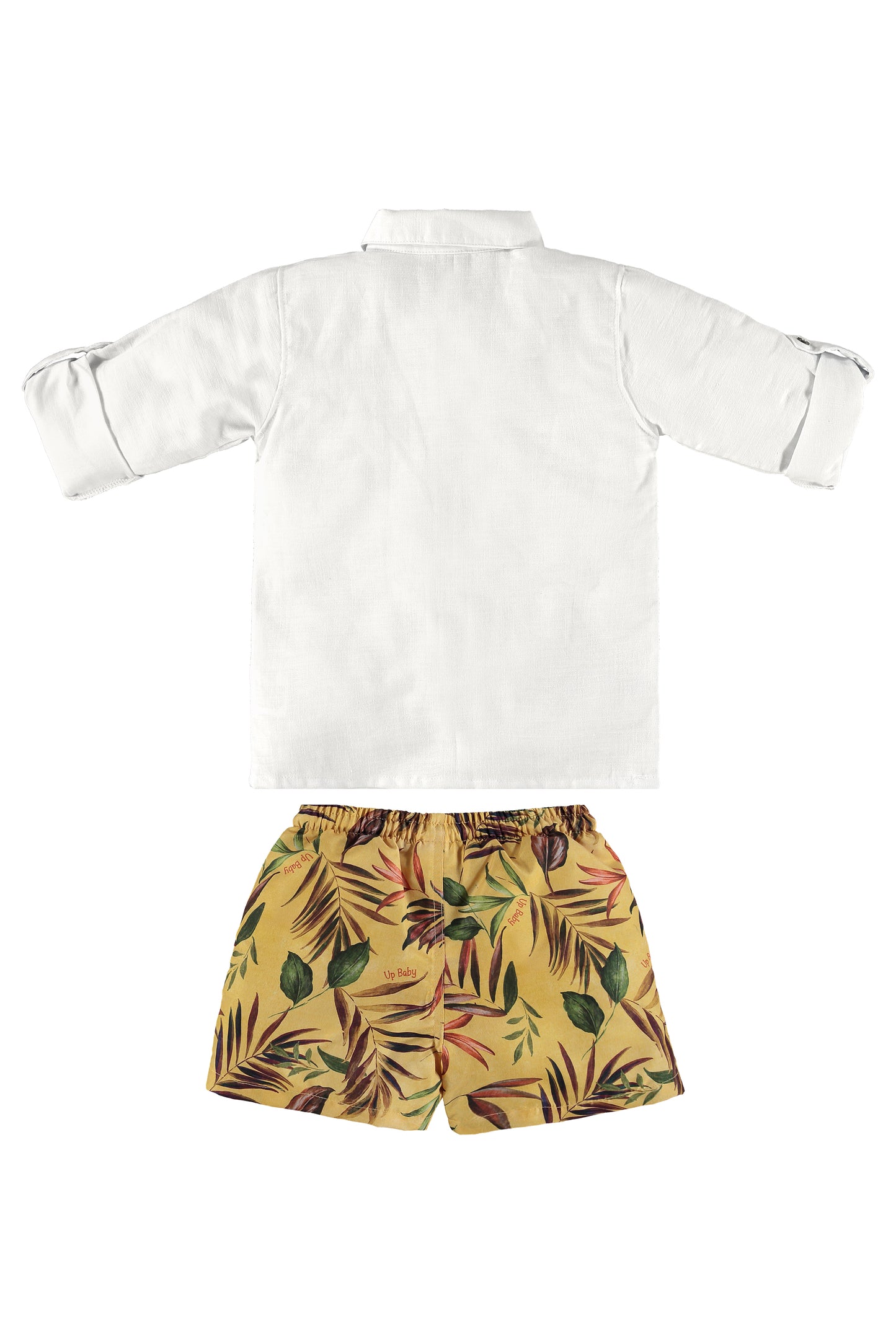 Linen Shirt & Yellow Swim Shorts