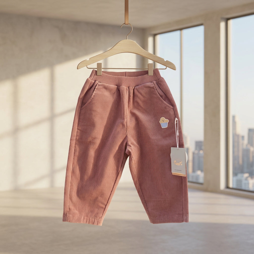 Quilted Sweatshirt & Corduroy Pants w/ ice cream print