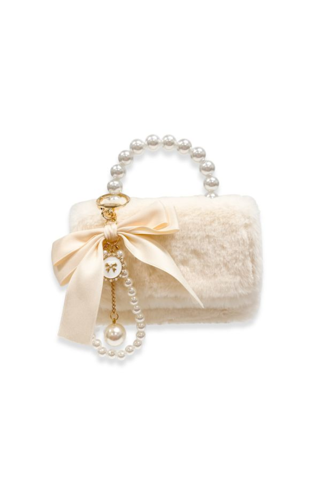 Furry Charm Purse in Cream
