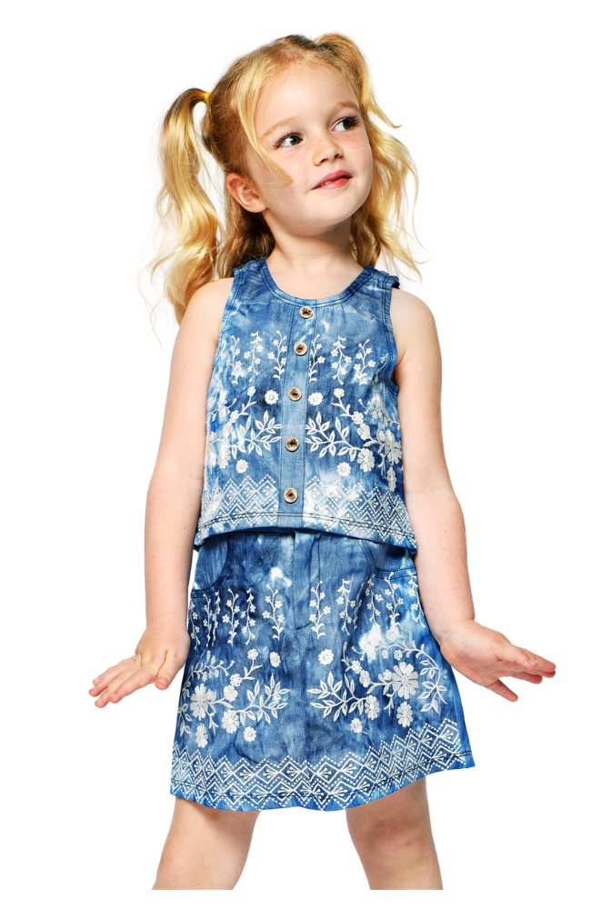 Embroidered Top & Matching Skirt