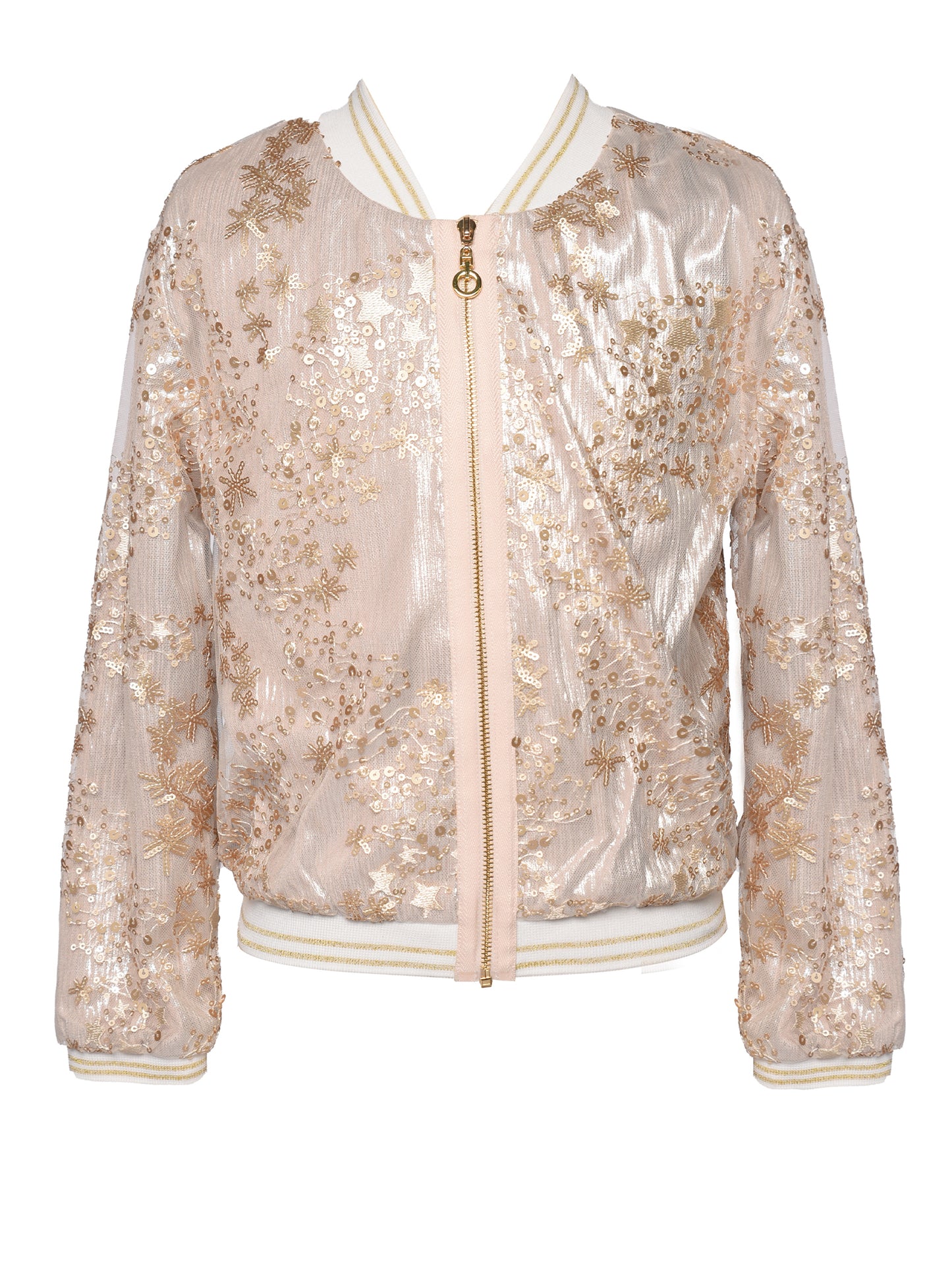 Gold Sequin Bomber Jacket