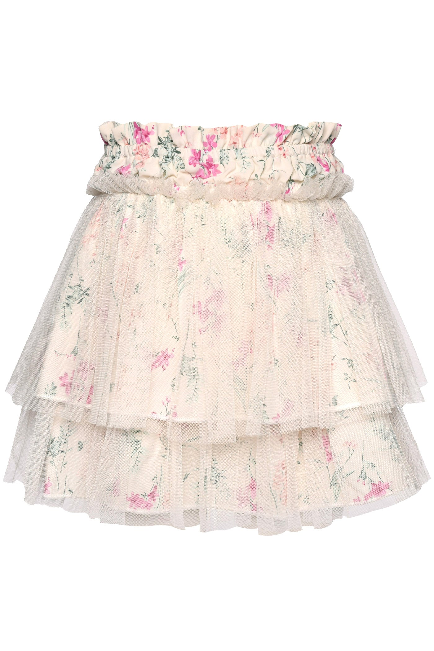 Ruffle Smocked Floral Top & 2 Tier Skirt