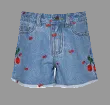Crop top & Denim Shorts w/ Cherries embroidered