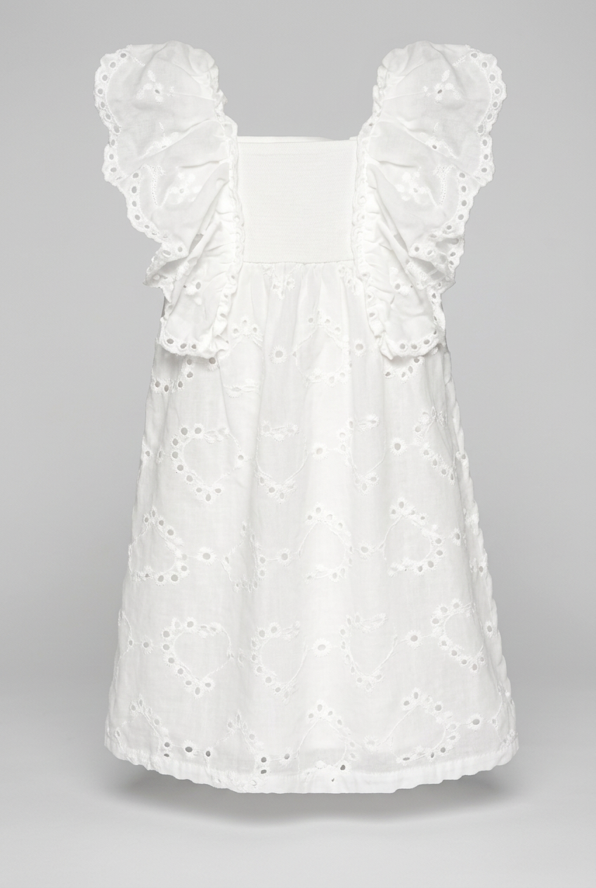 EMPIRE RUFFLE EYELET DRESS