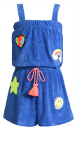 Romper W/ Patch Trims and Faux Tie