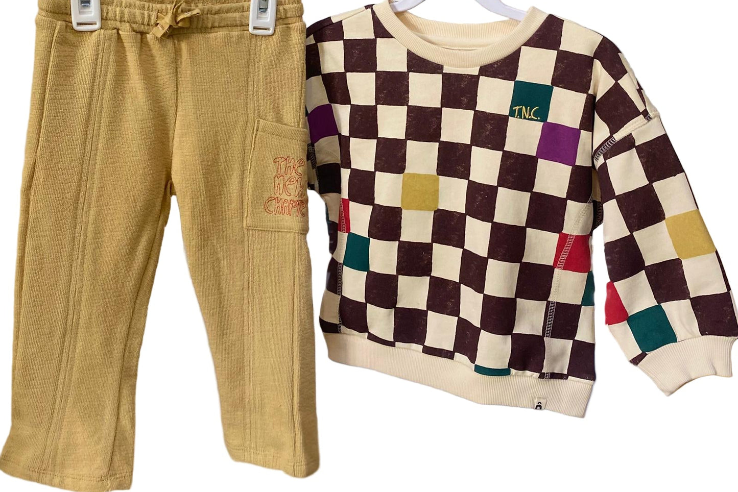 Checkered Sweater & Yellow Jogger