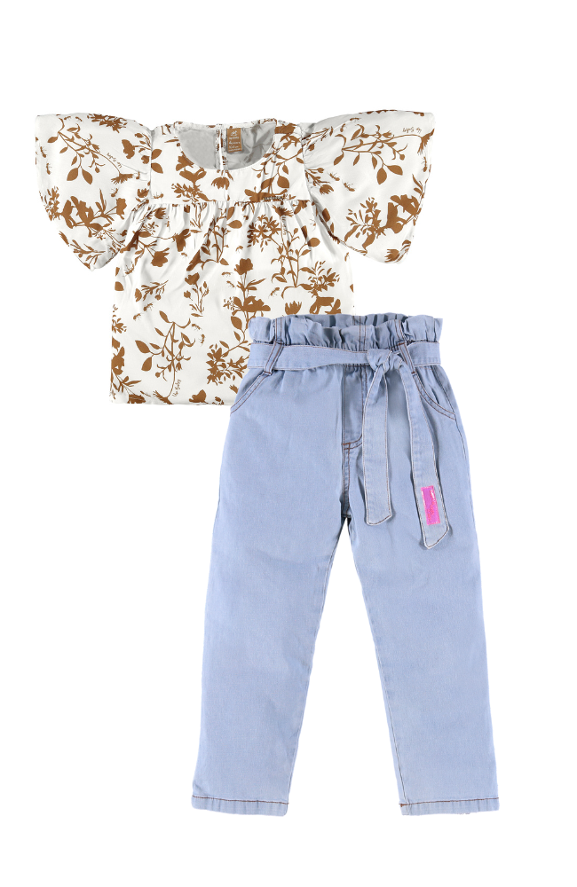 Amber Floral Blouse & Denim Pants