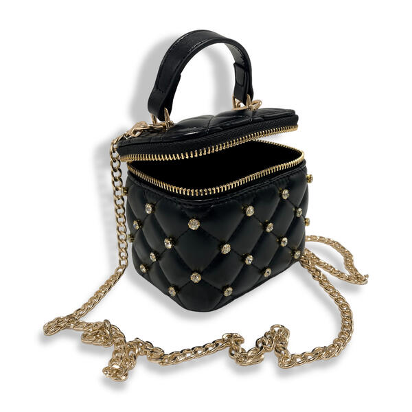 Embellished Vanity Quilted Purse in Black