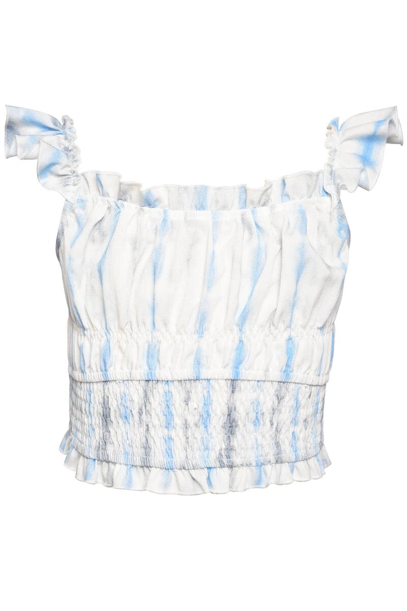 Tie Dye Crop Top with Shoulder Ruffles & Tie Dye Skater Skirt