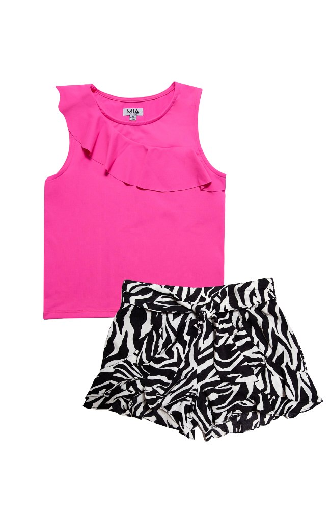 Ruffle Top & Zebra Shorts