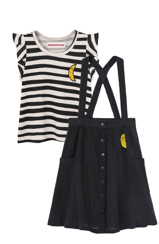 Stripe Ruffle Tee & Banana Skirt