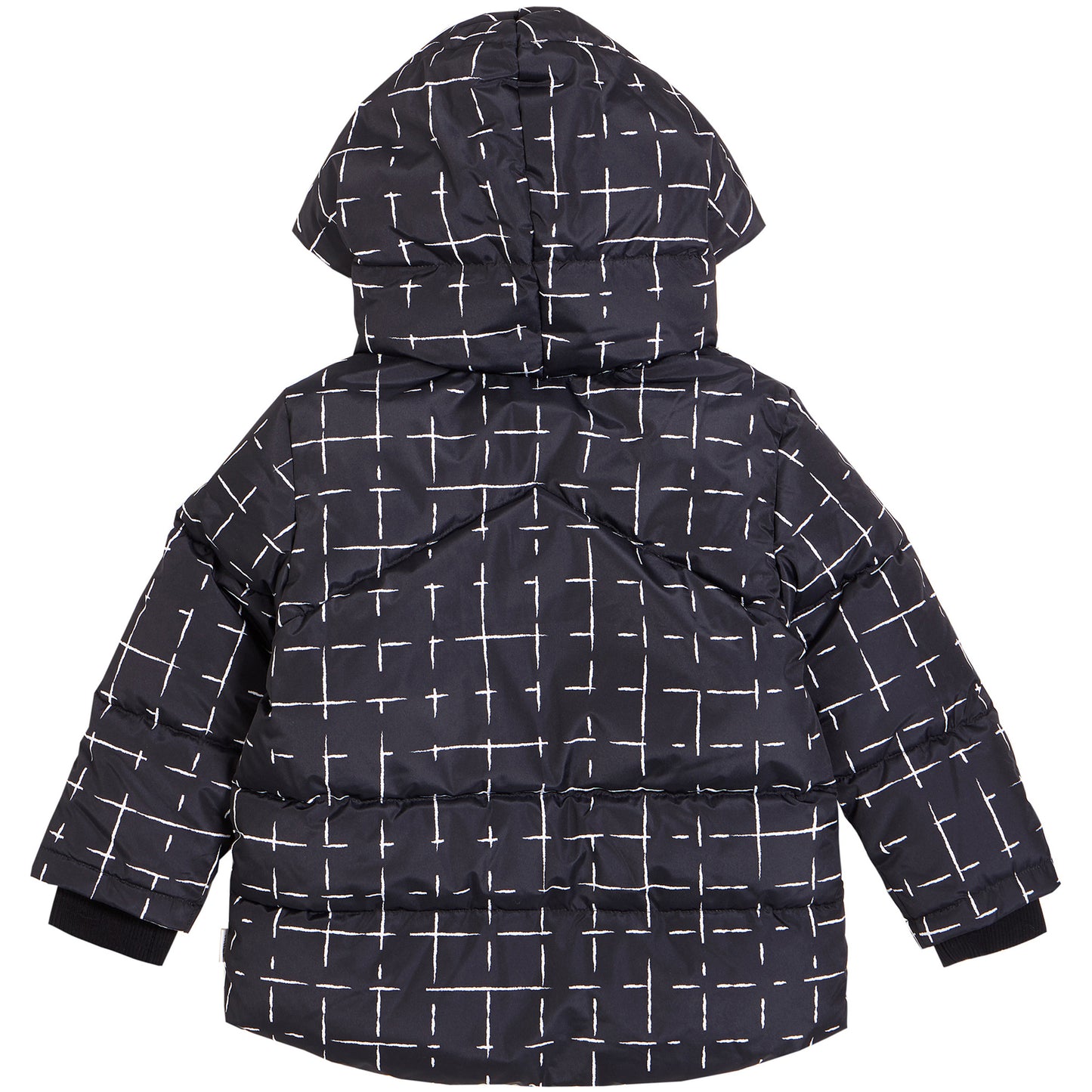 Black Geometric Tile Puffer Coat
