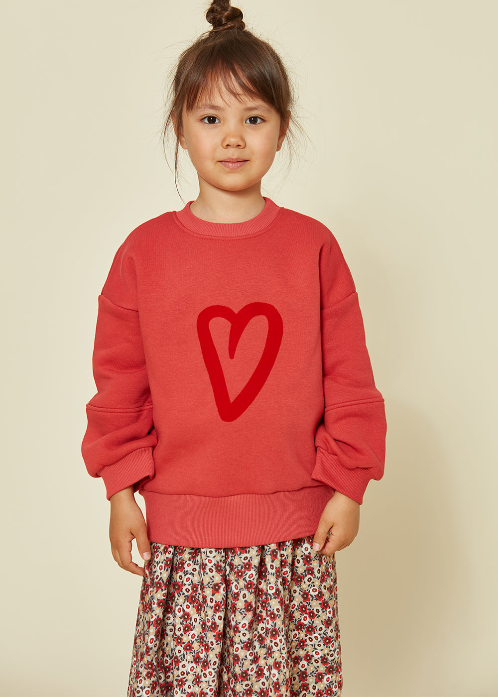 Heart Sweatshirt & Floral Skirt