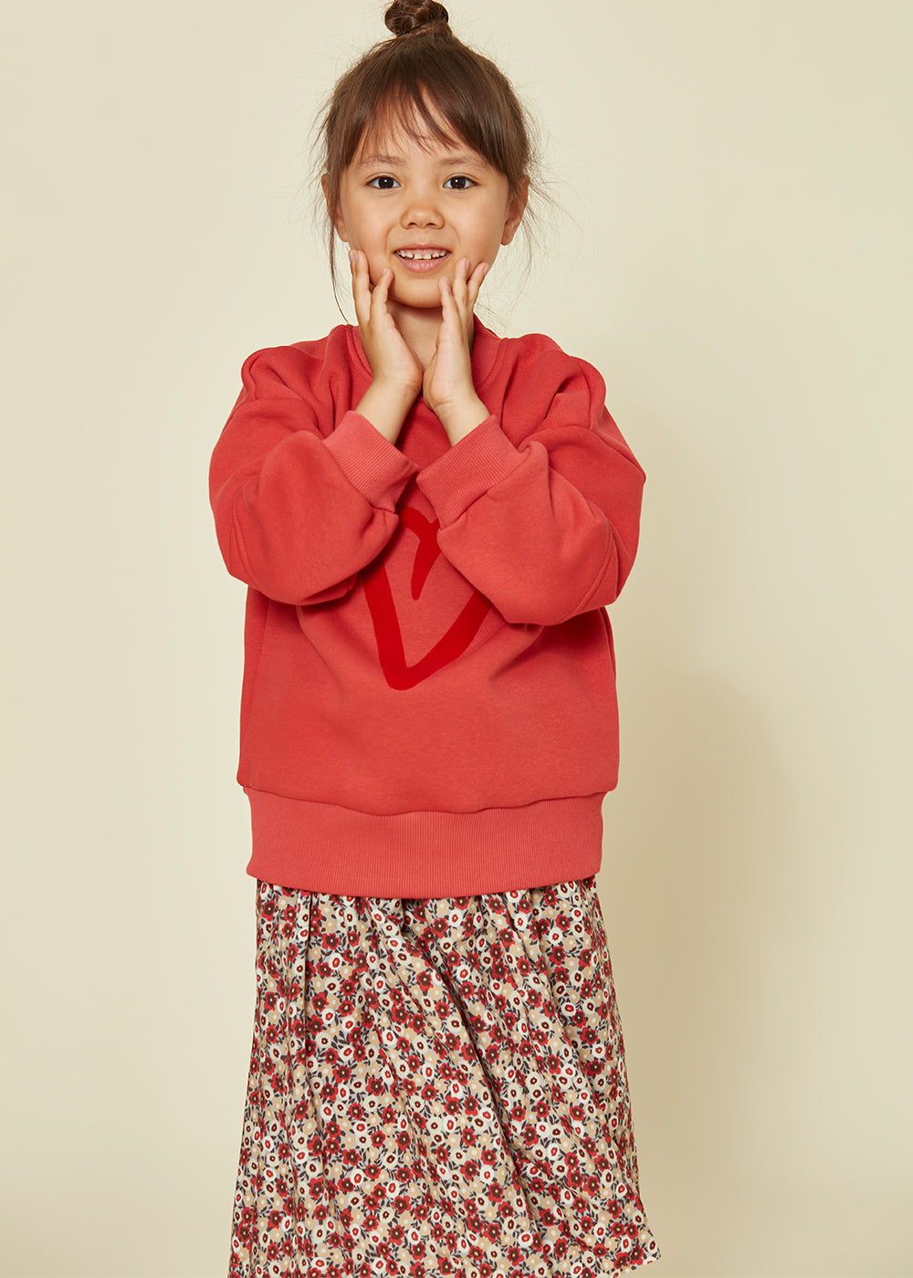 Heart Sweatshirt & Floral Skirt