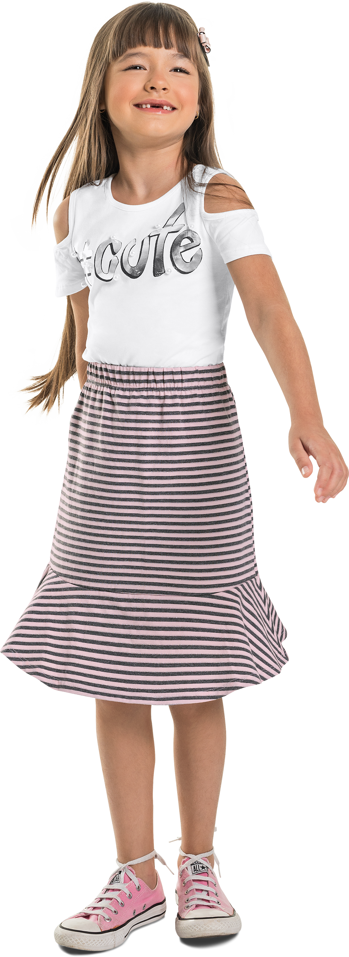 Cute Top & Stripe Skirt