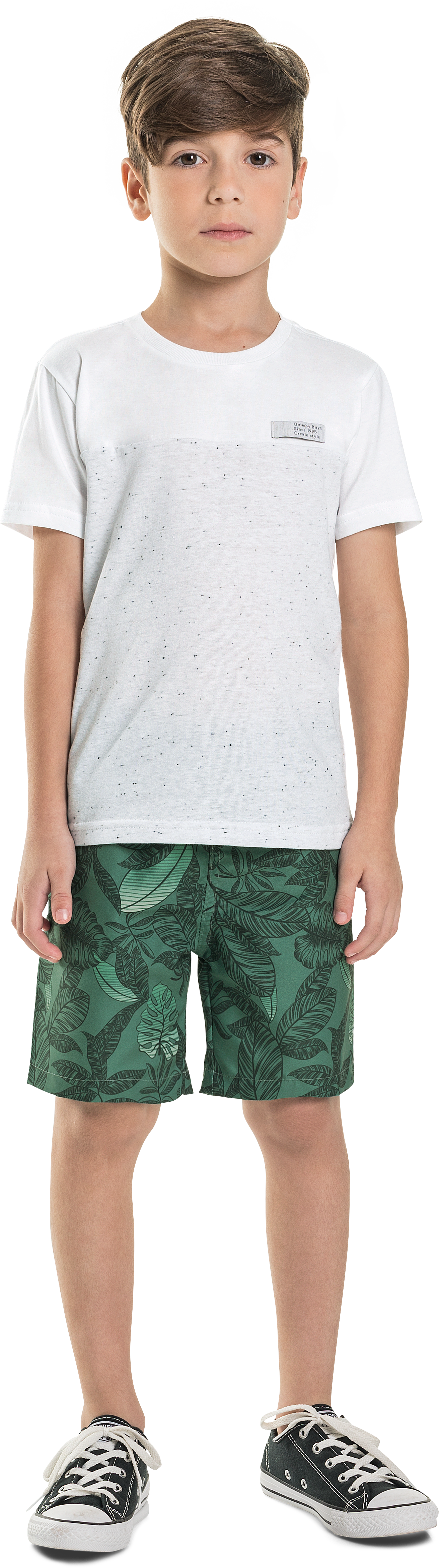 Wave Print Tee & Leafy Shorts