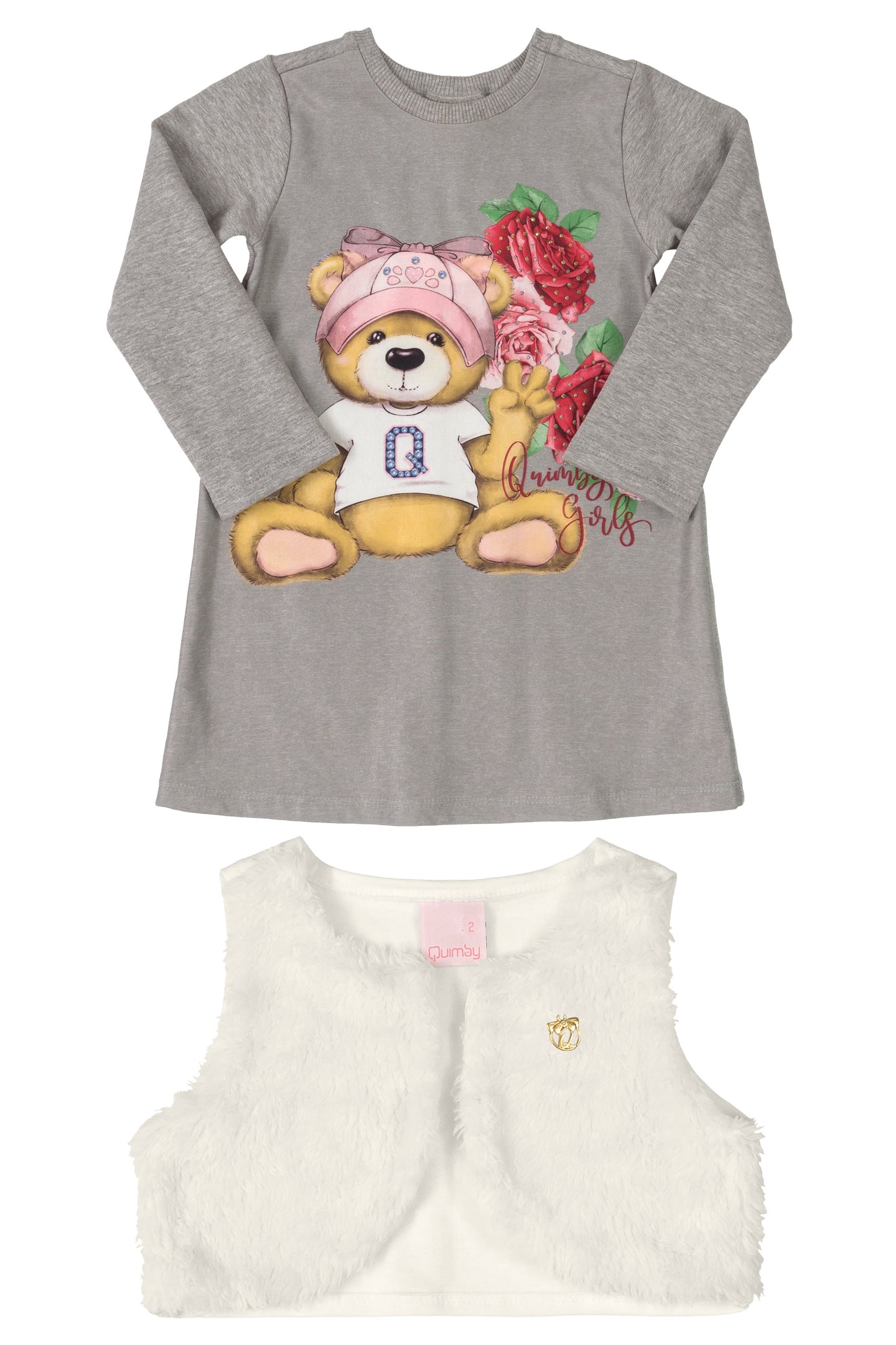 Bear Print Dress & Vest