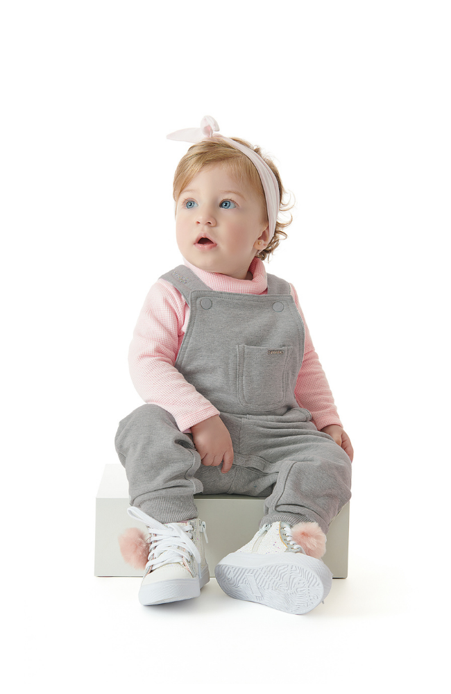 Roll Neck Top & Grey Overalls