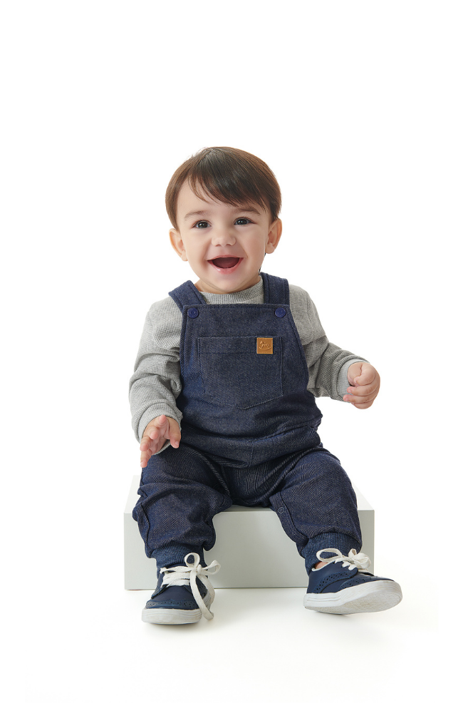 Ribbed Top & Denim Overalls