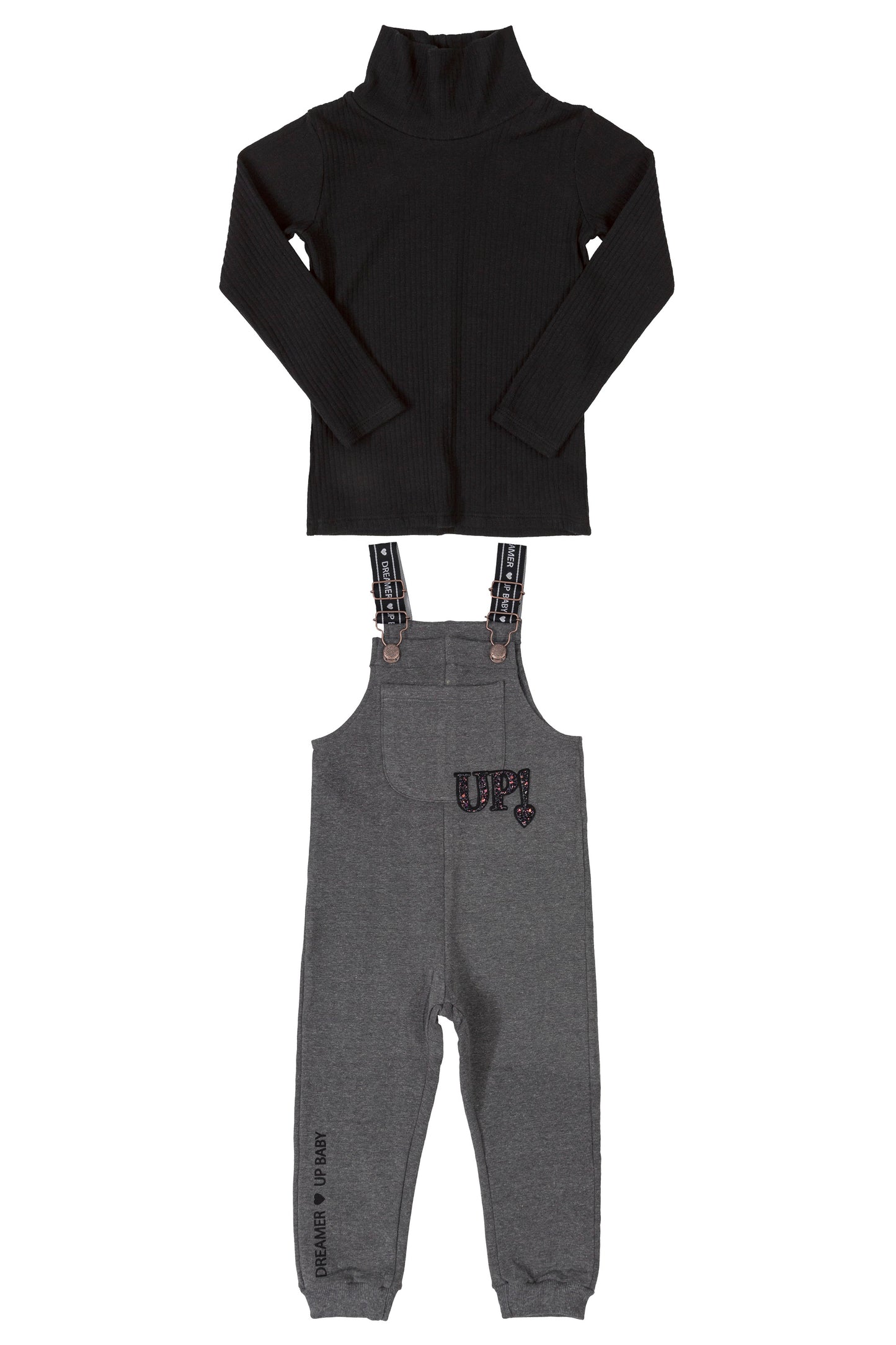 Roll Neck Top & Sweat Overalls