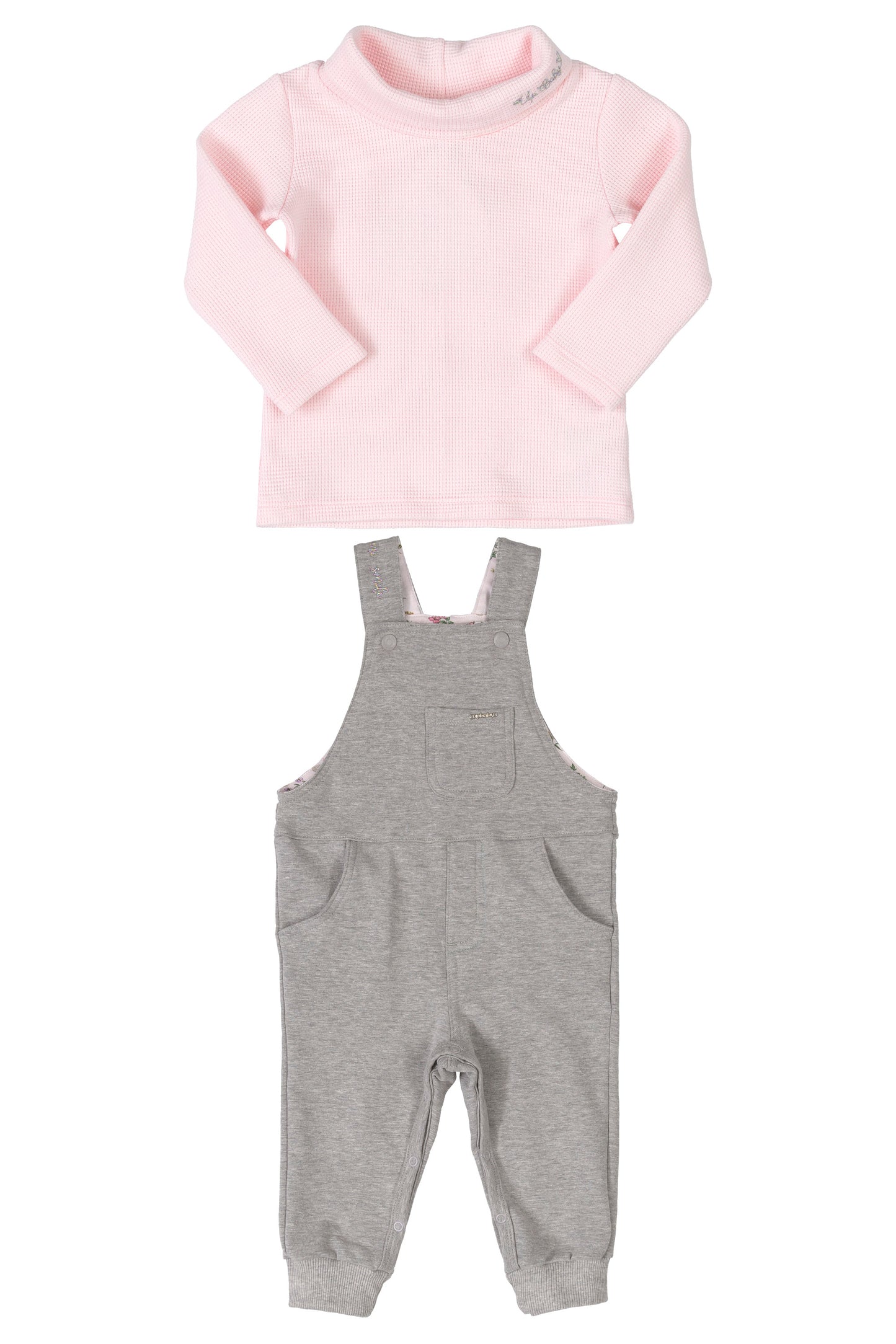 Roll Neck Top & Grey Overalls
