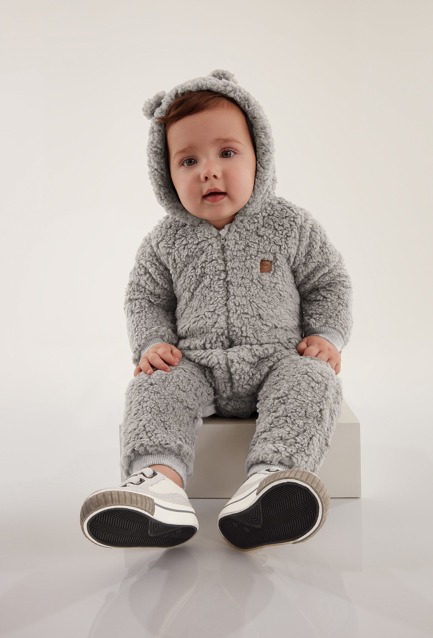 Faux Fur Jumpsuit in Grey