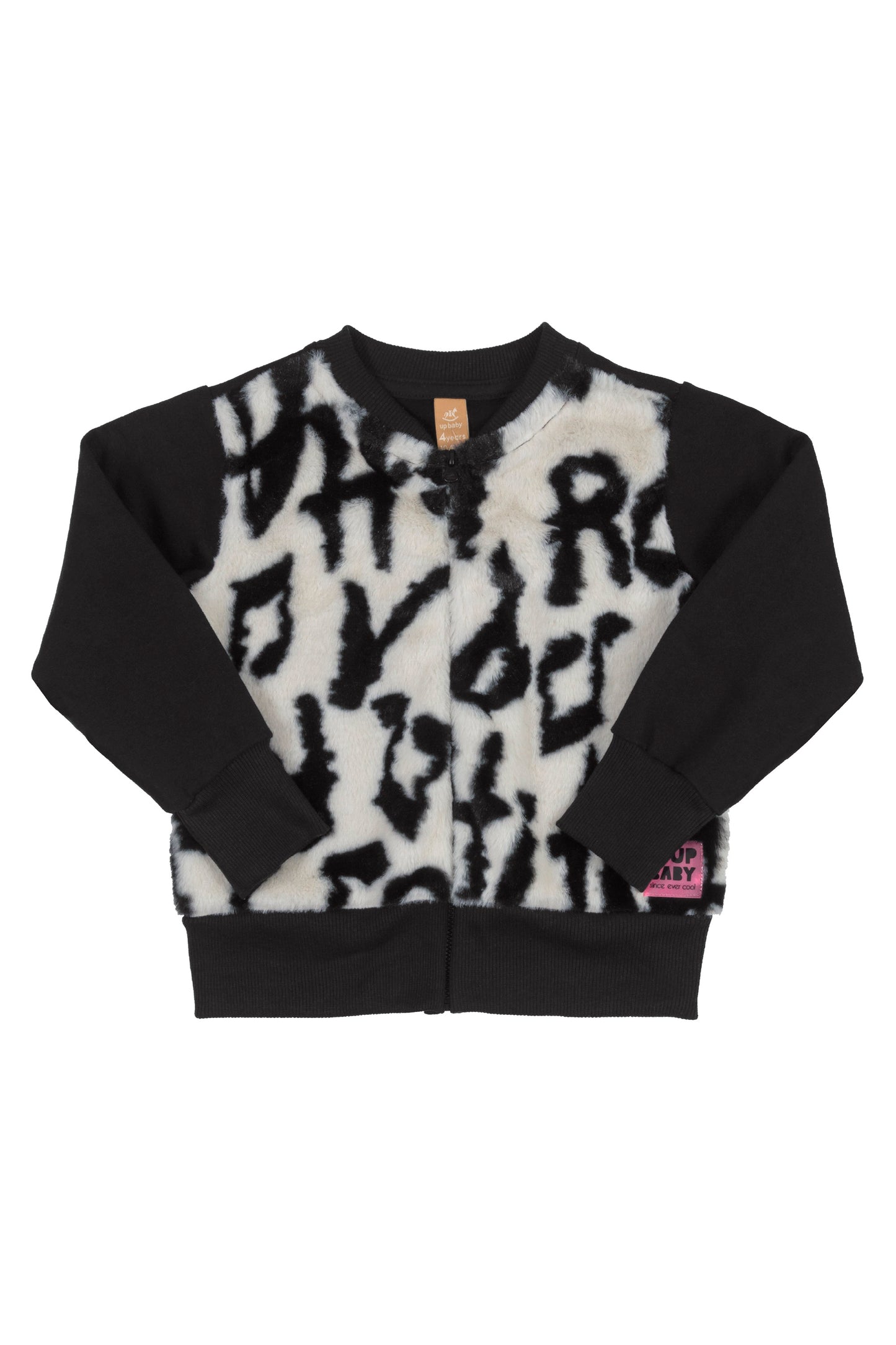 Letters Faux Fur Sweat Jacket