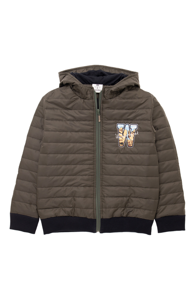 Quilted Puffer Jacket in Olive Green