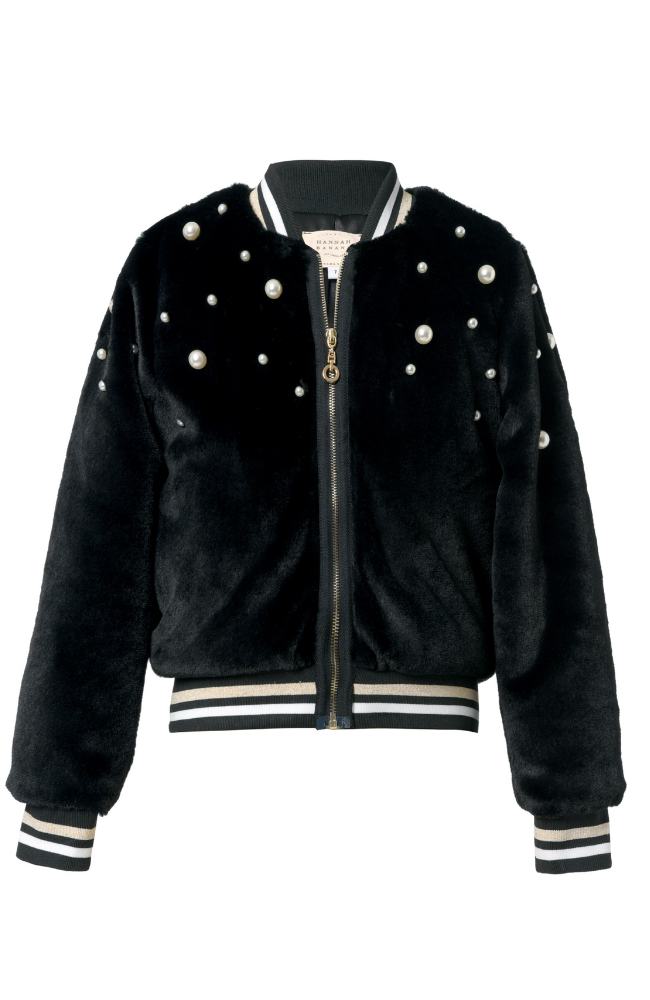 Faux Fur Pearl Bomber Jacket