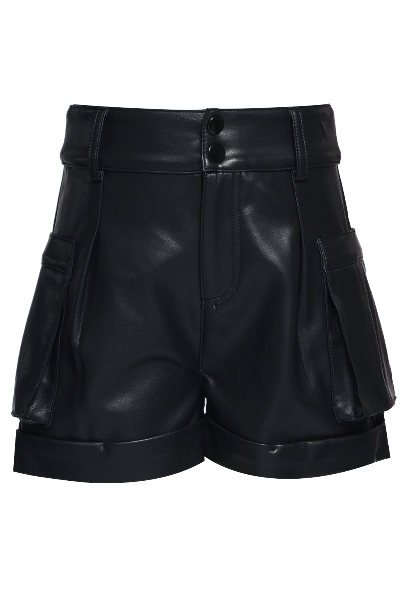 Graphic Tee & Faux Leather Cargo Shorts