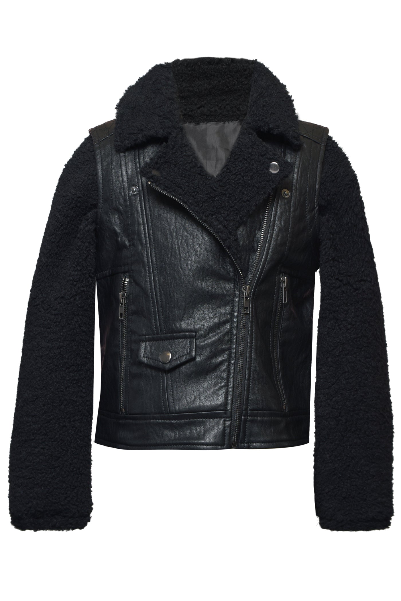 Leather & Sherpa Moto Jacket