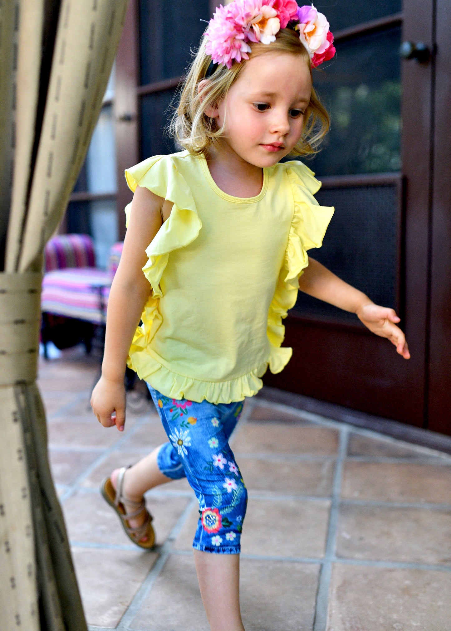 Yellow Ruffle Tunic & Gypsy Leggings