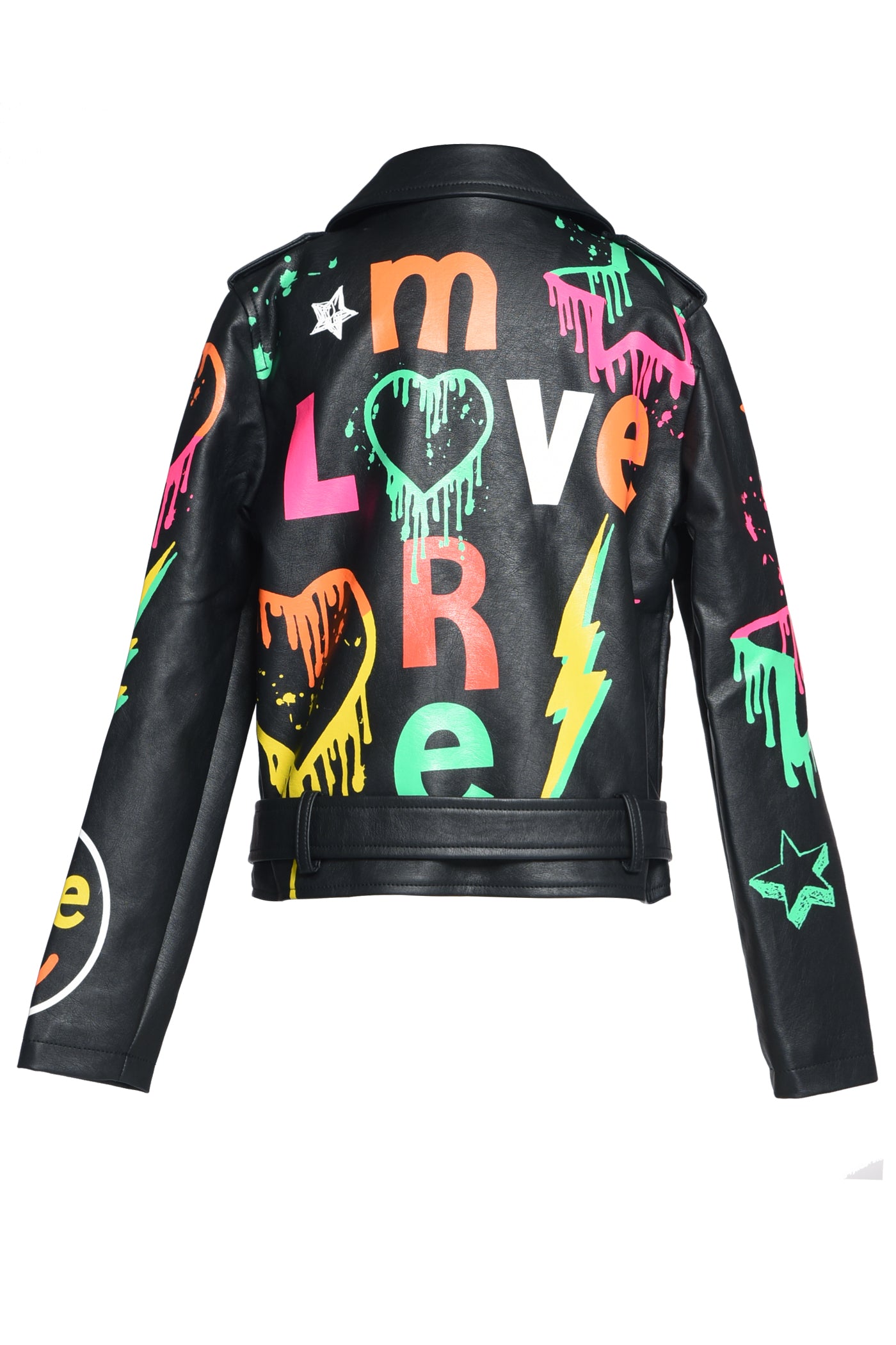 Graffiti Moto Faux Leather Jacket