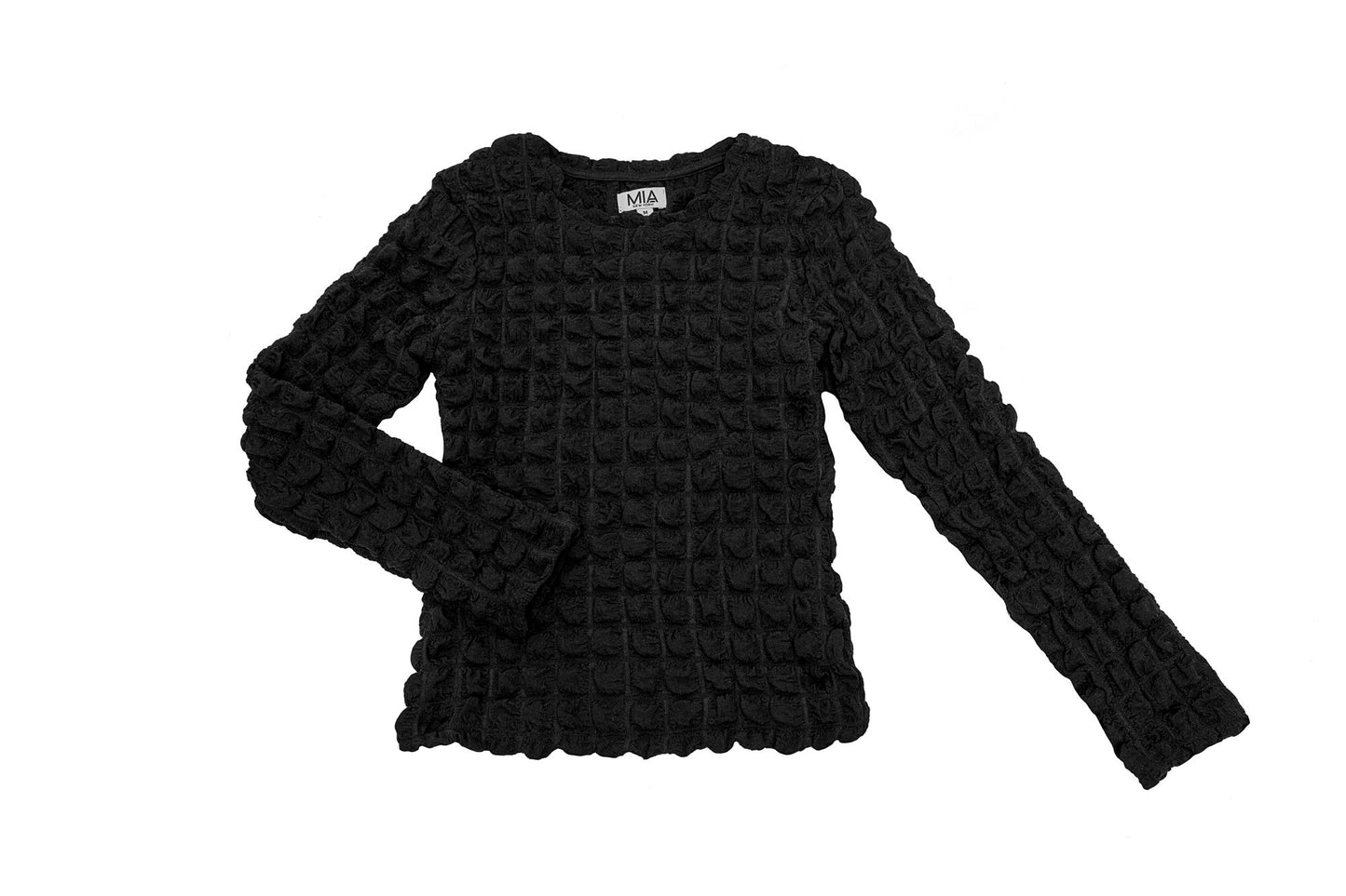 Black Popcorn Top & Zipper Trousers