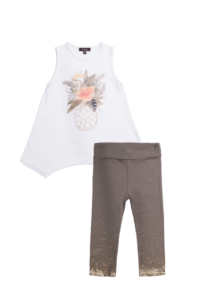 Pineapple Top & Gold Dust Leggings