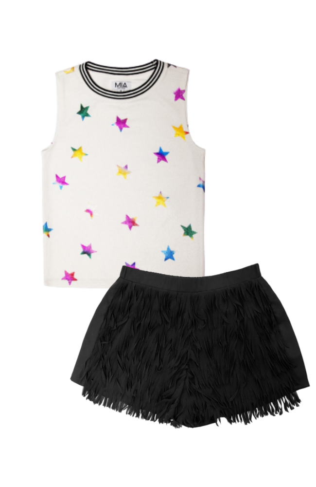 Star Tank & Fringe Shorts