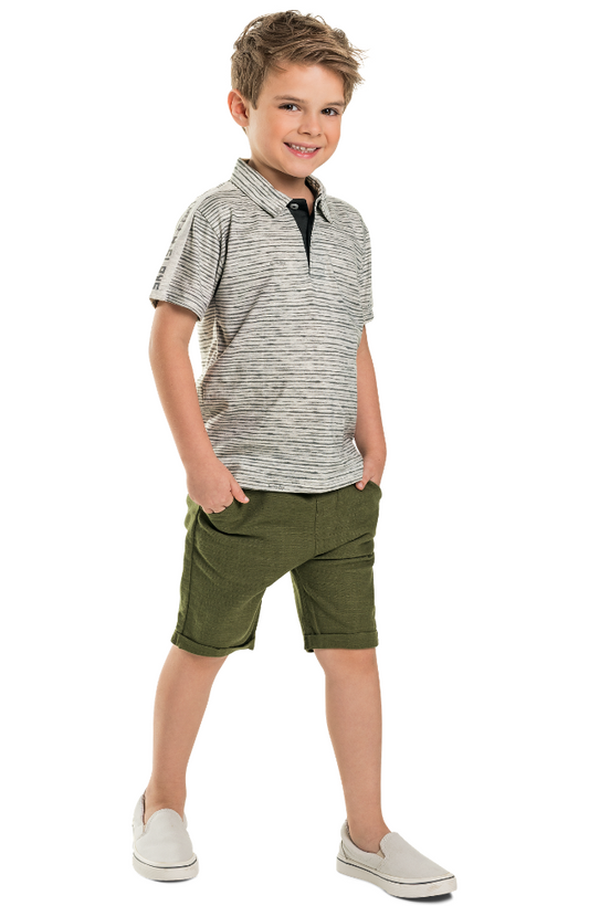 Stripe Polo Shirt & Woven Shorts