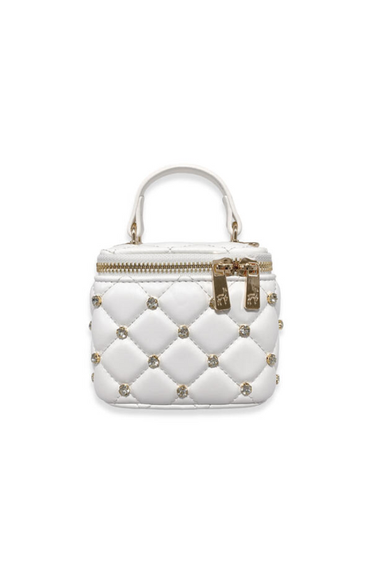 Embellished Vanity Quilted Purse in White