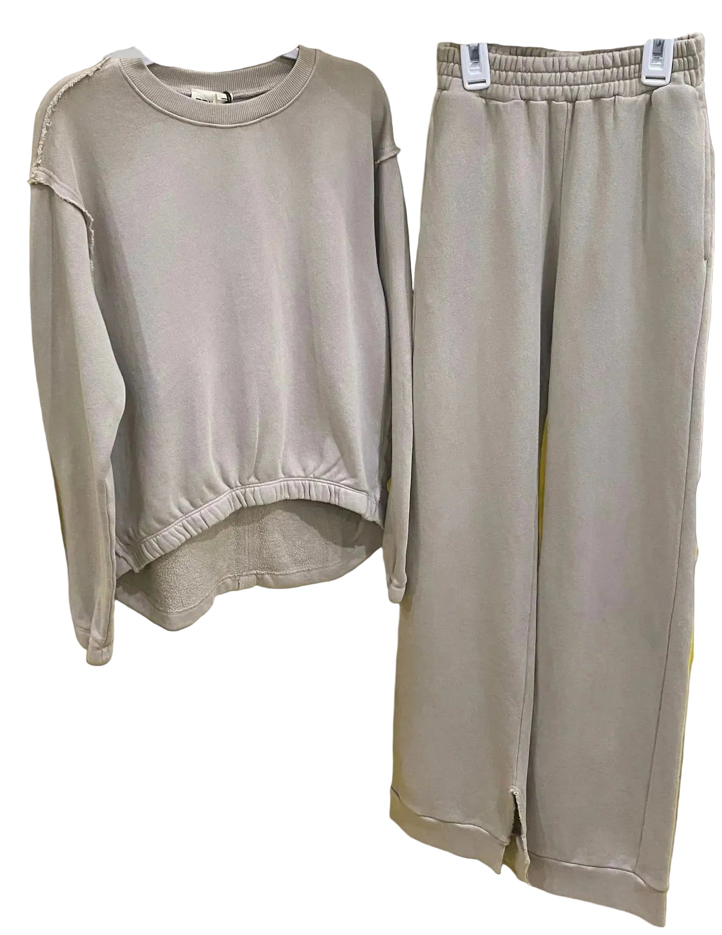 Raw Edge Tunic Top with Side Split HEM Pants