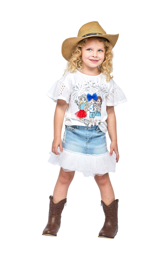 Fireworks Top and Denim Tutu Skirt
