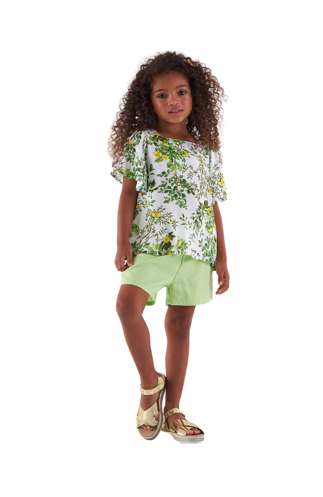 Lemon Blouse & Linen Shorts