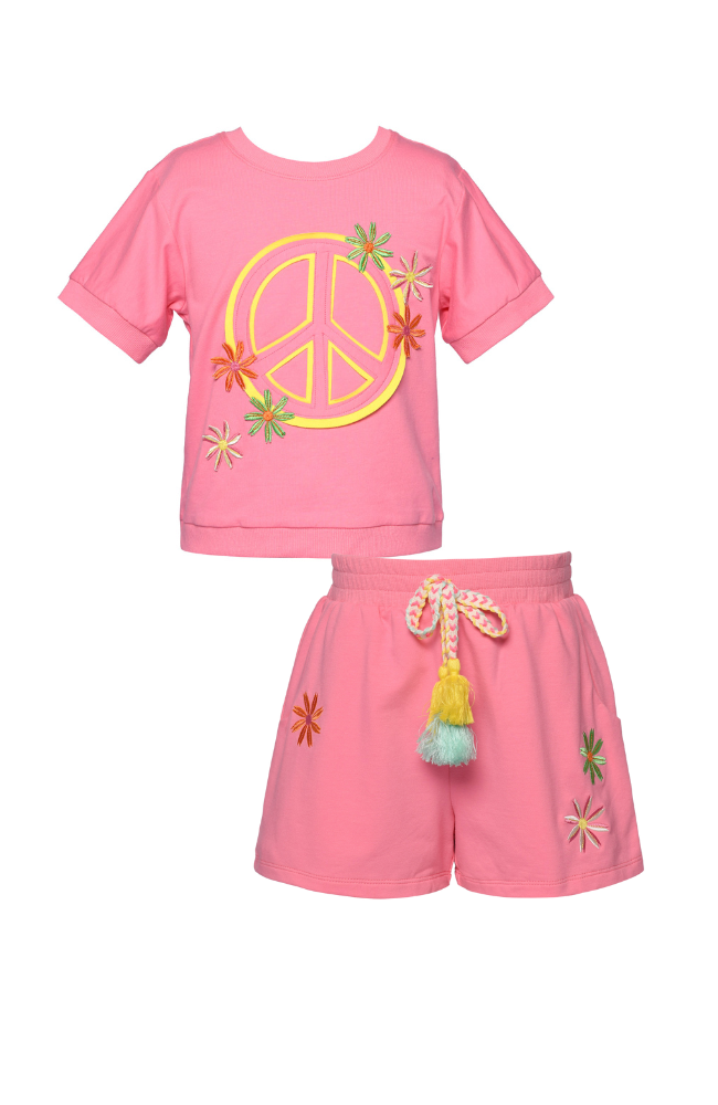 Peace Sign Top & Tassel Shorts